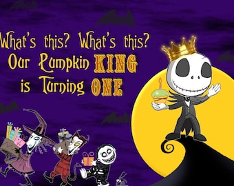 Personalized Nightmare before Christmas, Jack Skellington, Pumpkin, Halloween INSPIRED Invitations/Announcements