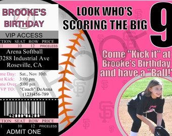 Personalized Photo Sports Theme Birthday Invitations, Announcements