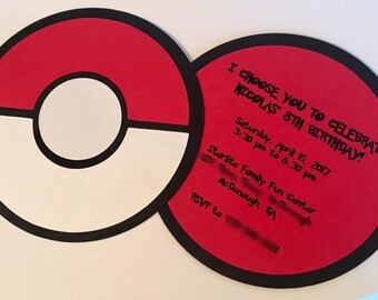 PokeBall / Pokemon INSPIRED invitation or announcement