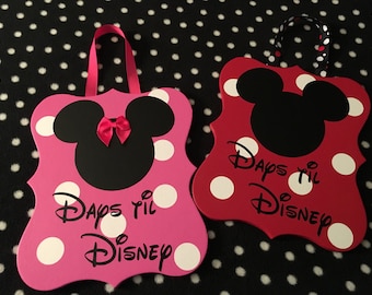 Countdown to Disney, chalkboard hanging sign.  Mickey Mouse or Minnie Mouse