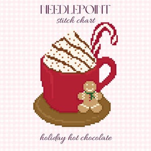 Holiday Hot Chocolate Needlepoint Pattern | Needlepoint Stitch Chart (PDF Digital Download)