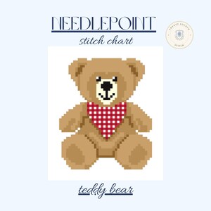 Teddy Bear Needlepoint Pattern | Needlepoint Stitch Chart (PDF Digital Download)