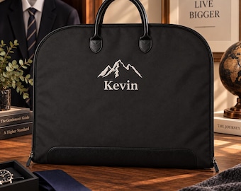 Personalized Name Garment Bag, Custom Leather Handle Suit Bag, Groomsmen Proposal, Oxford Cloth Suit Cover,Monogram Travel Bag