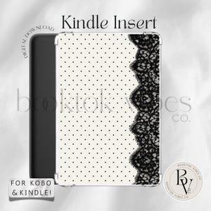 Black and White Polka Dot Lace Insert | Vintage Coquette Romantic | Kindle & Kobo | Printable eReader Insert | Digital Download