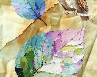 Autumn Leaves and Owl Postcard.