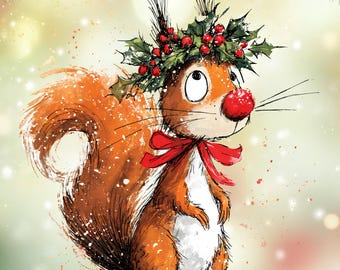 Christmas Squirrel Postcard