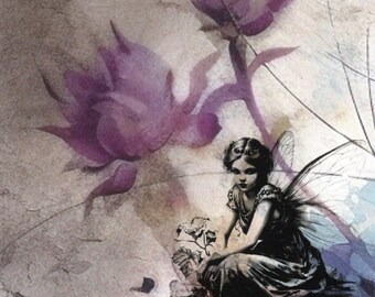 Purple Flowers Fairy Postcard