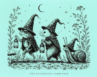 Frog, Opossum, Snail Postcard