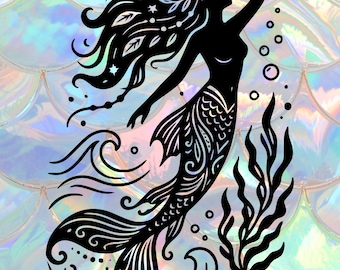 Holographic Mermaid Postcard