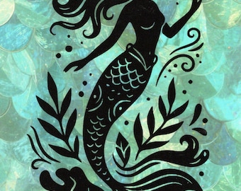 Green Mermaid Postcard