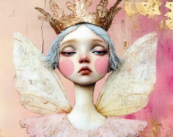 Crown Fairy Pink Gold Postcard
