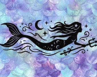 Blue Purple Mermaid Postcard