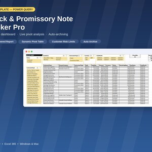 Check & Promissory Note Tracker Pro – Schnellfilterung – Excel-Portfolioverwaltungssystem