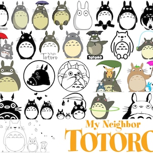 Min granne Totoro SVG-paket 28 filer, SVG Eps Png Dxf, granne Totoro SVG, Totoro Clipart, Studio Ghibli Svg, Catbus