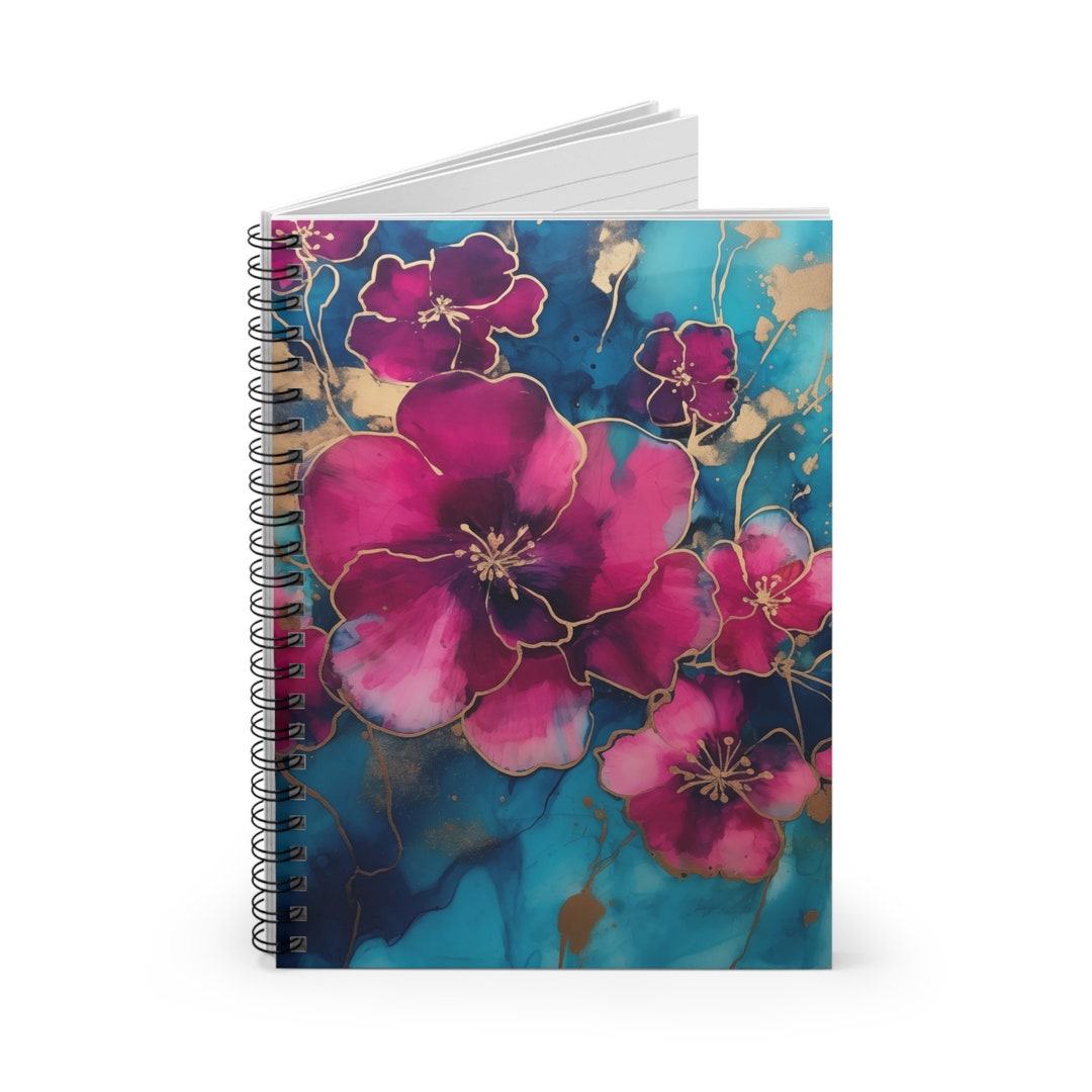 Aribella Floral Spiral Notebook - Ruled Line - Etsy