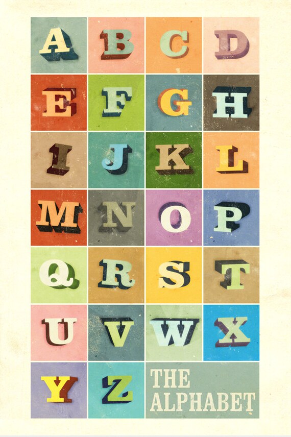 The Alphabet - Vintage Poster - Retro Art Print - Etsy