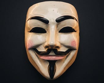 Handmade Guy Fawkes Paper Mache Mask | Iconic Revolution Mask | Made in Venice, Italy