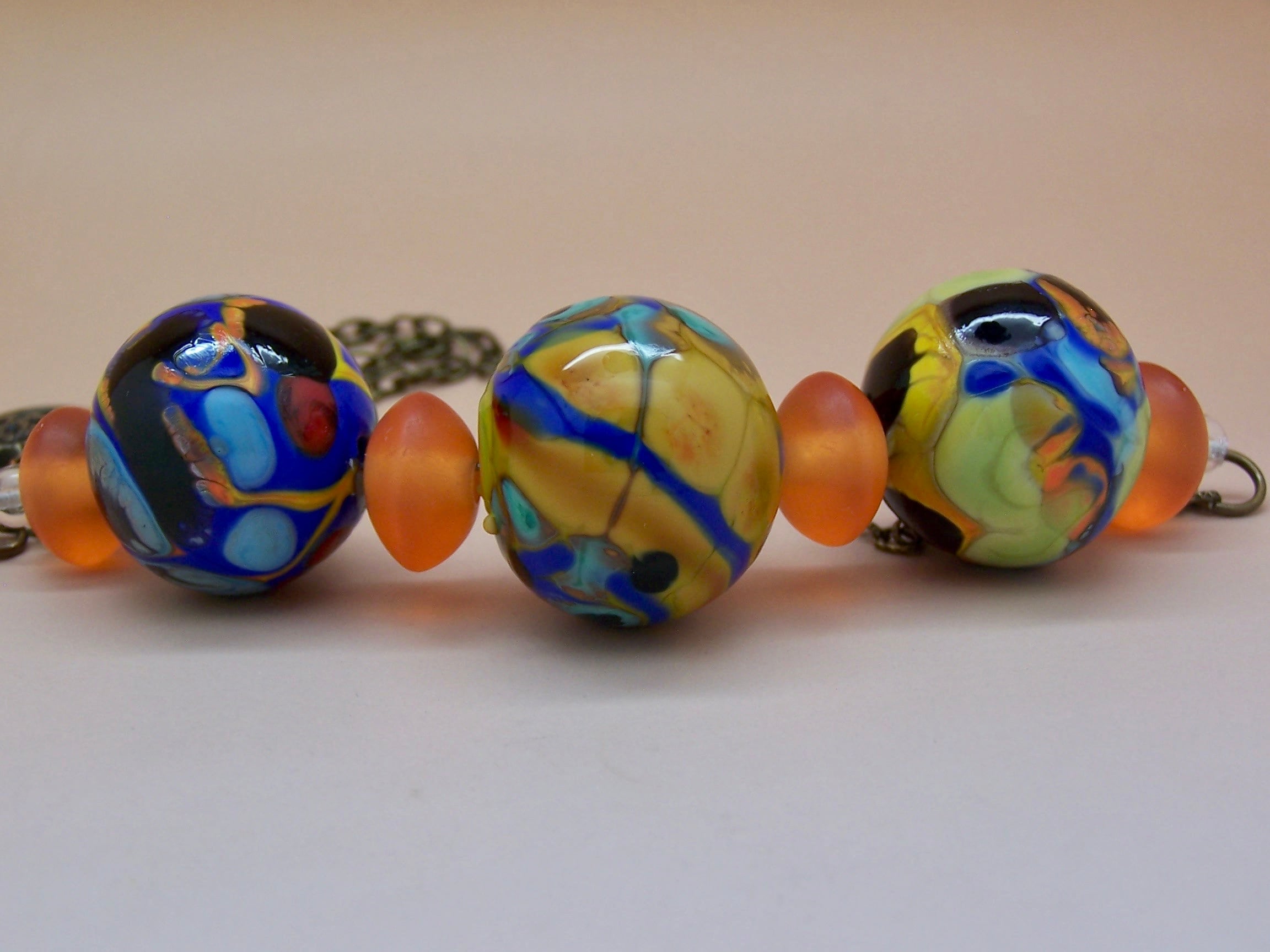 Boho Chic Ball Lampwork Glass Hollow Necklace