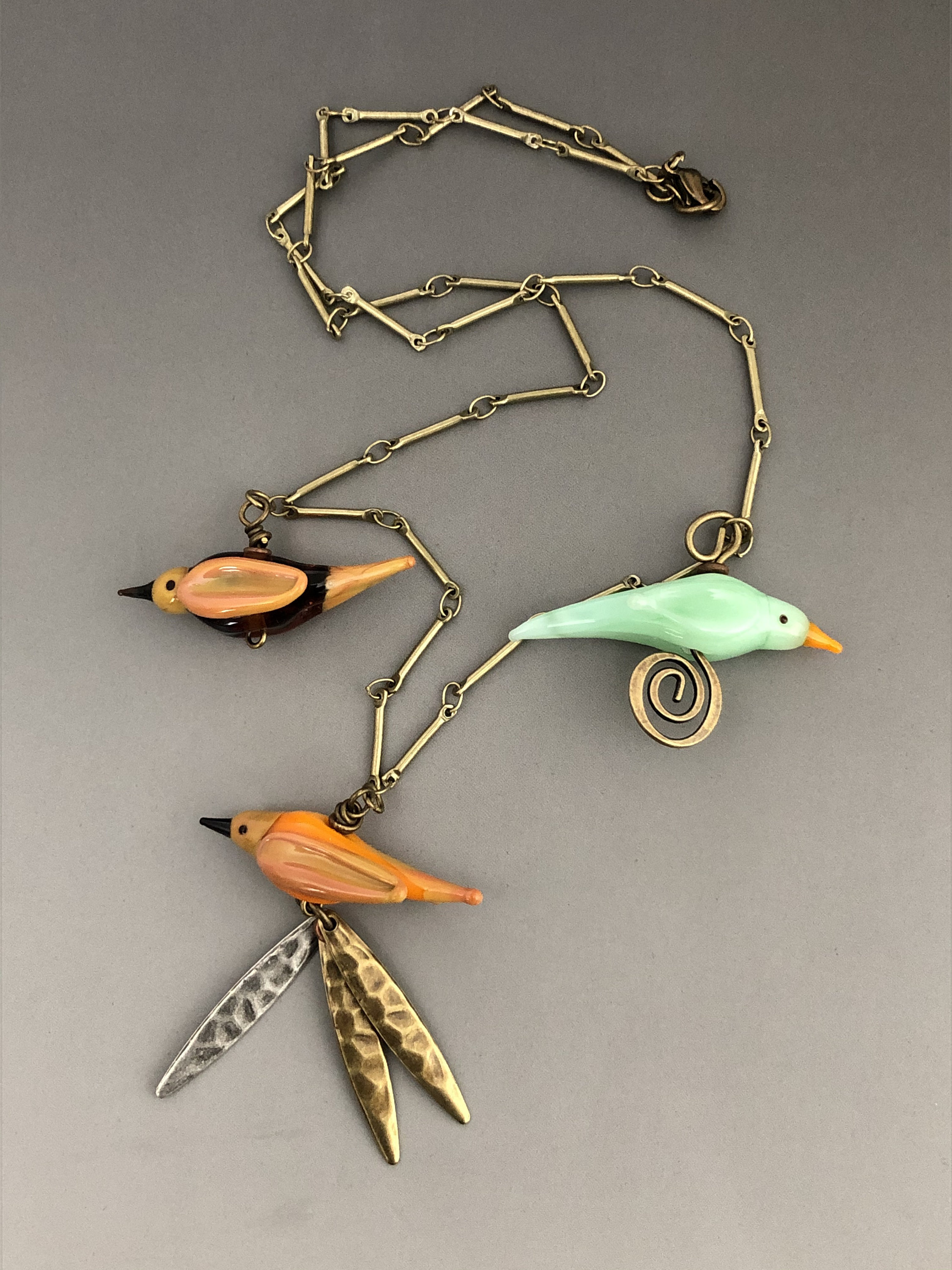 Sweet Glass Bird Beads in Necklace 3 Delightful Handmade Etsy