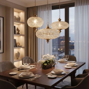 Vintage K9 Crystal Chandelier French Brass Pendant Light for Dining Living Room Kitchen