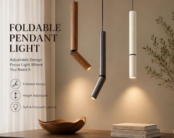 Foldable Bedside Pendant Light Adjustable Hanging Lamp for Bedroom Study Reading Nook