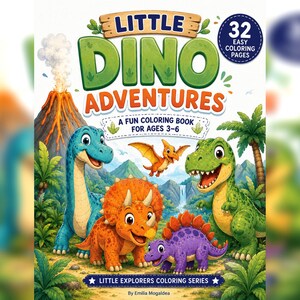 Dinosaur Coloring Pages Printable, Non Scary Dinos Activity, Instant Download PDF