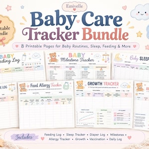 Baby Care Tracker Printable, Newborn Planner PDF, Feeding Sleep and Milestone Logs