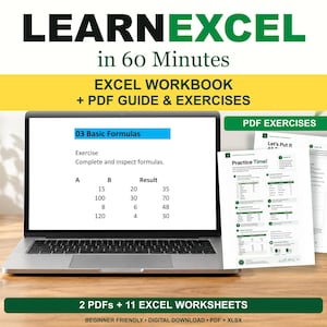 Excel-Einsteigerleitfaden, Übungsbuch, PDF-Übungen (Digitaler Download)