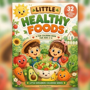 Healthy Food Coloring Book for Kids | 32 Pages Fruits & Veggies | Printable PDF