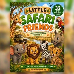 Safari Friends Coloring Book, Safari Animals, Ages 3-6 (PDF Download)