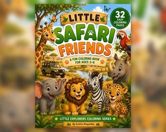 Coloriages de safari à imprimer, activité préscolaire PDF, contours de grands animaux
