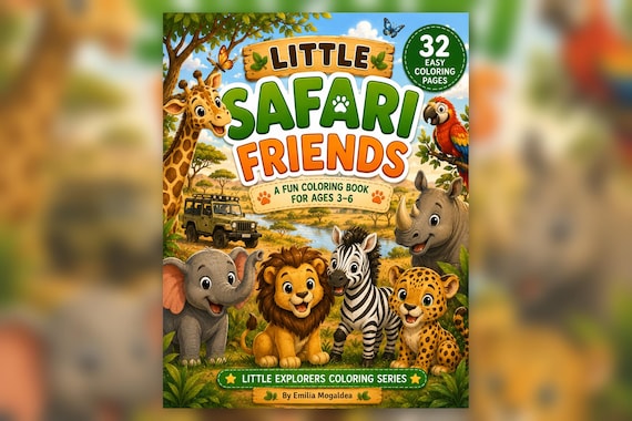 Safari Coloring Pages Printable, Preschool Activity PDF, Big Animal Outlines