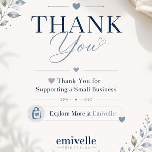 Thank you card with elegant script and floral border, seller note about PDF download, safari animals coloring pages for kids