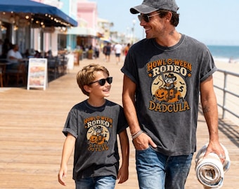 Halloween Family Matching Shirts | Western Rodeo Group Tee | Dadcula Momster Wolf Cowboy Halloween Set