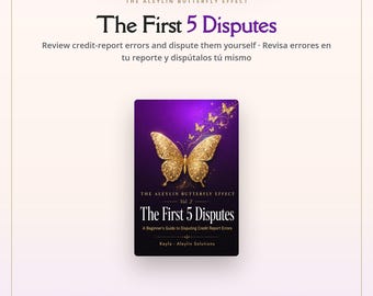 Guide des erreurs dans les rapports de crédit — Les 5 premiers litiges, cahier d’exercices bilingue (anglais et espagnol) au format PDF, formation pratique pour gérer soi-même les litiges de crédit, téléchargement instantané