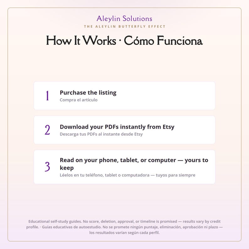 Pack d'ebooks sur l'éducation financière — Créer son historique de crédit + Corriger les erreurs de rapport de crédit, ensemble bilingue anglais-espagnol (PDF), ITIN, téléchargement numérique image 4