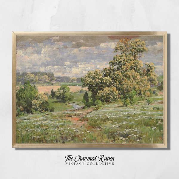 PRINTABLE Landscape Vintage Print | William Henry Holmes | Chestnut Trees in Bloom | Farmhouse Country Landscape Art Print