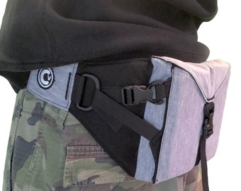 Fanny Pack with compression straps - Original hand made Gray minimal waist bag