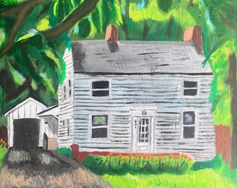 Pintura de paisaje de casa personalizada a partir de una fotografía