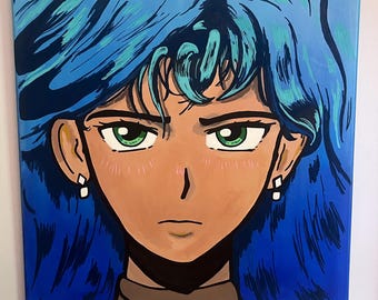 Handgeschilderd anime-portret op canvas, op maat gemaakt