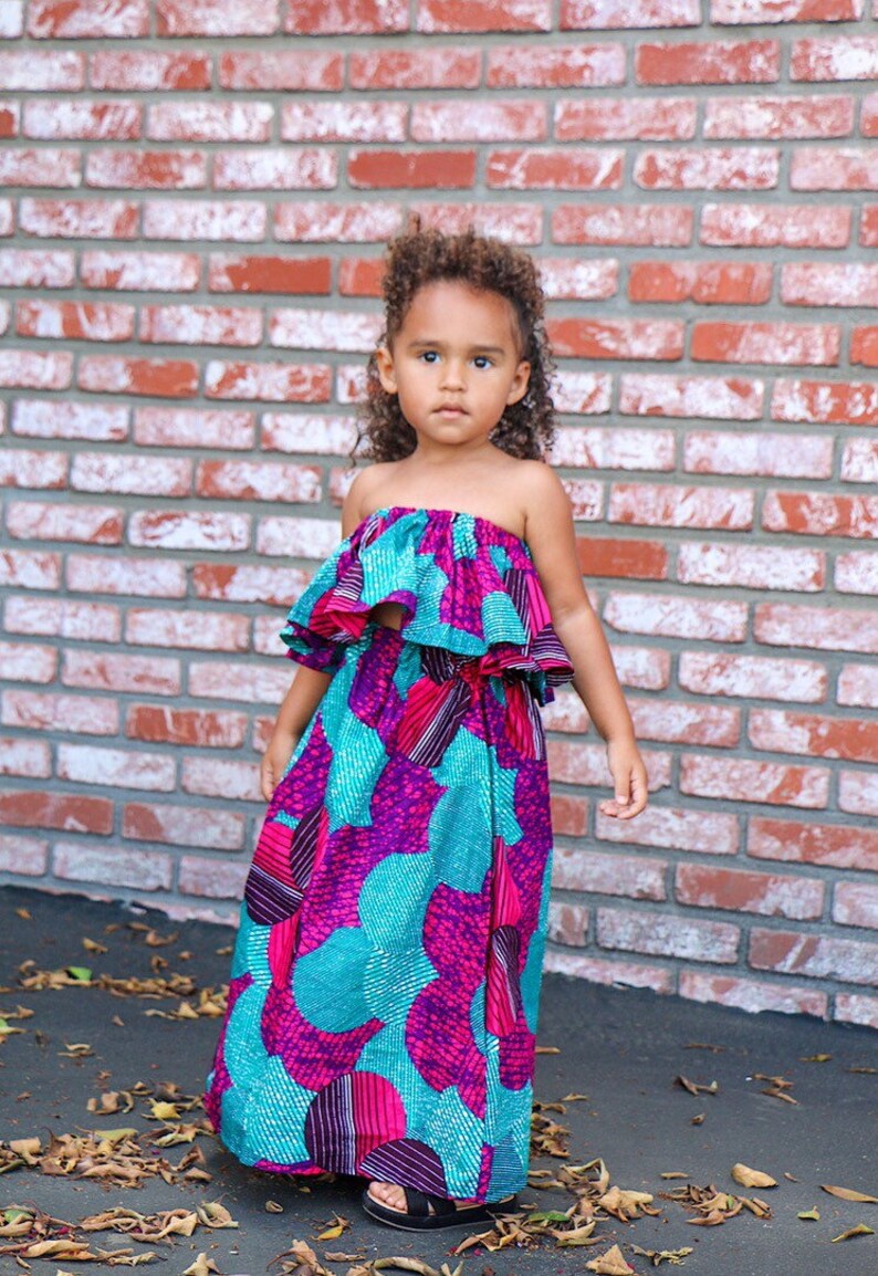 Kids Ankara African Print Boho Maxi Skirt Top // Purple Etsy