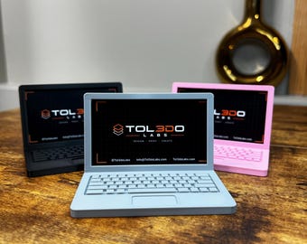 Laptop Business Card Holder, Desk Organizer, Unique Office Gift