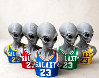 Alien Basketball Bust, Basketball Desk Decor, Sports Fan Gift, Colorful Statue