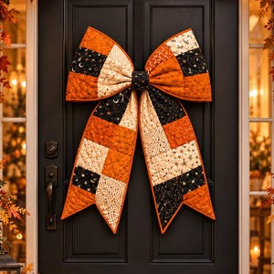 Quilted Door Bow Sewing Pattern, Fall Halloween Decor (PDF)