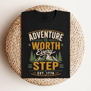 Mountain Adventure SVG PNG Adventure Is Worth Every Step, Vintage Hiking Shirt Design, Est 1776 Outdoor Digital File Download Clipart Pack