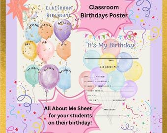 Birthday Poster and All About Me Sheet