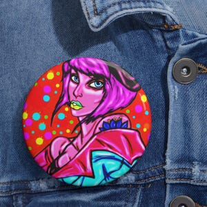 Bancroft 7 Pin Button | Original Art by Bancroft, Michigan Artist, Rainbow Color Style image 6