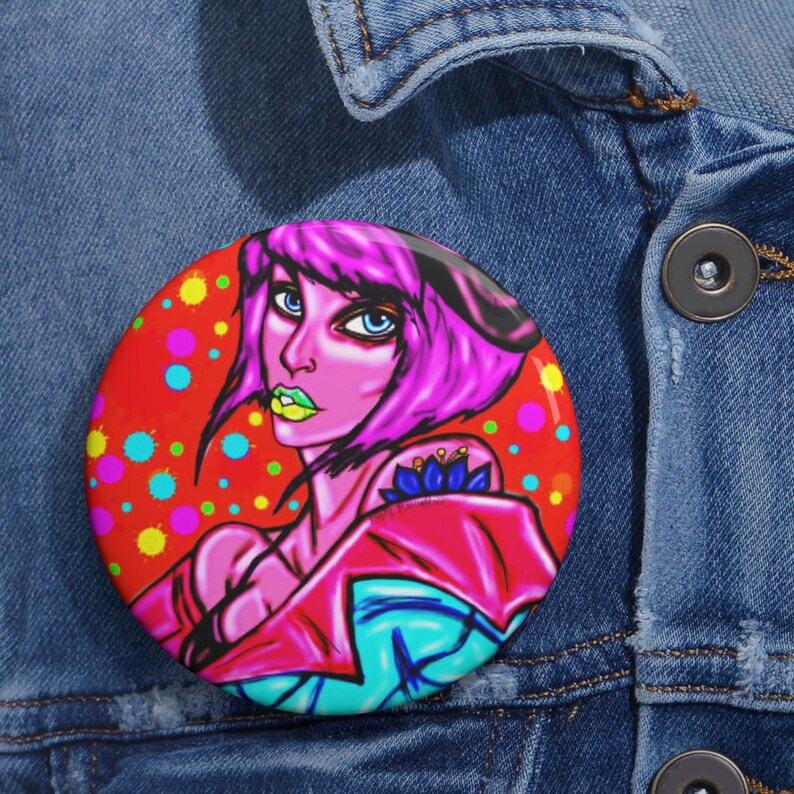 Bancroft 7 Pin Button | Original Art by Bancroft, Michigan Artist, Rainbow Color Style image 6