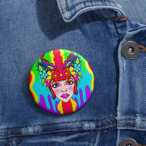 Spilla Bancroft a 4 pin / Opera d'arte originale di Bancroft, artista del Michigan, stile arcobaleno immagine 4