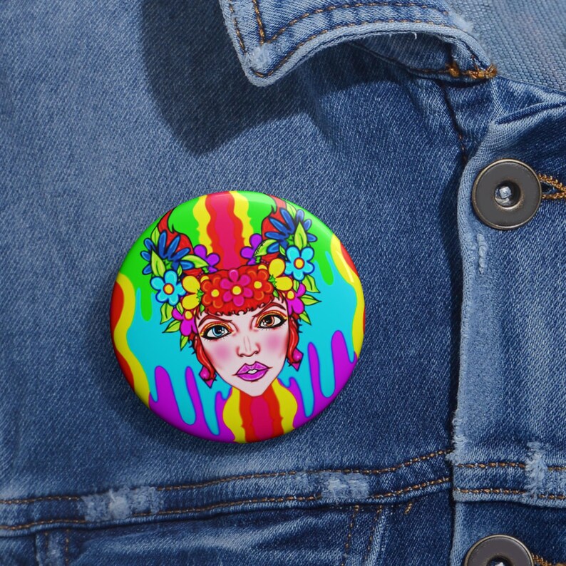 Spilla Bancroft a 4 pin / Opera d'arte originale di Bancroft, artista del Michigan, stile arcobaleno immagine 4